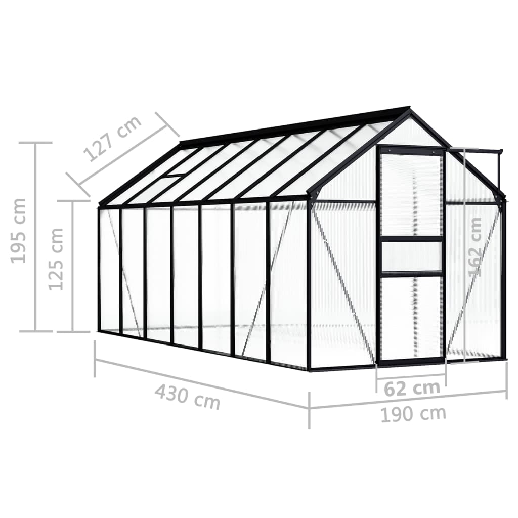 vidaXL Greenhouse Anthracite Aluminum 87.9 ft²