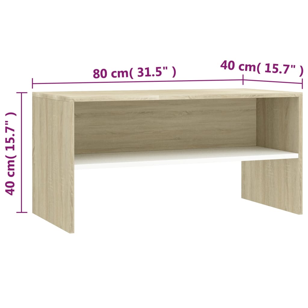 vidaXL TV Cabinet White and Sonoma Oak 31.5"x15.7"x15.7" Engineered Wood