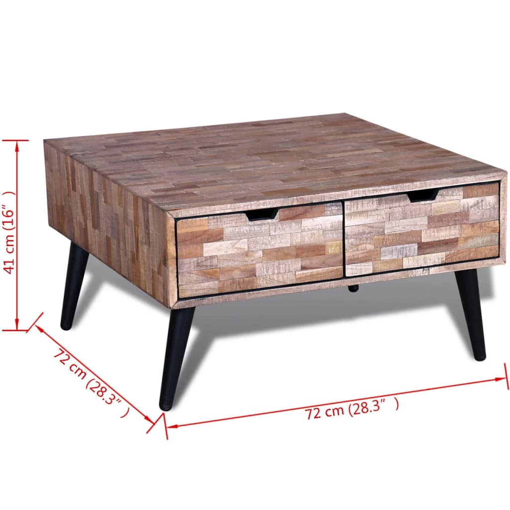 vidaXL Coffee Table with 4 Drawers Reclaimed Teak Wood