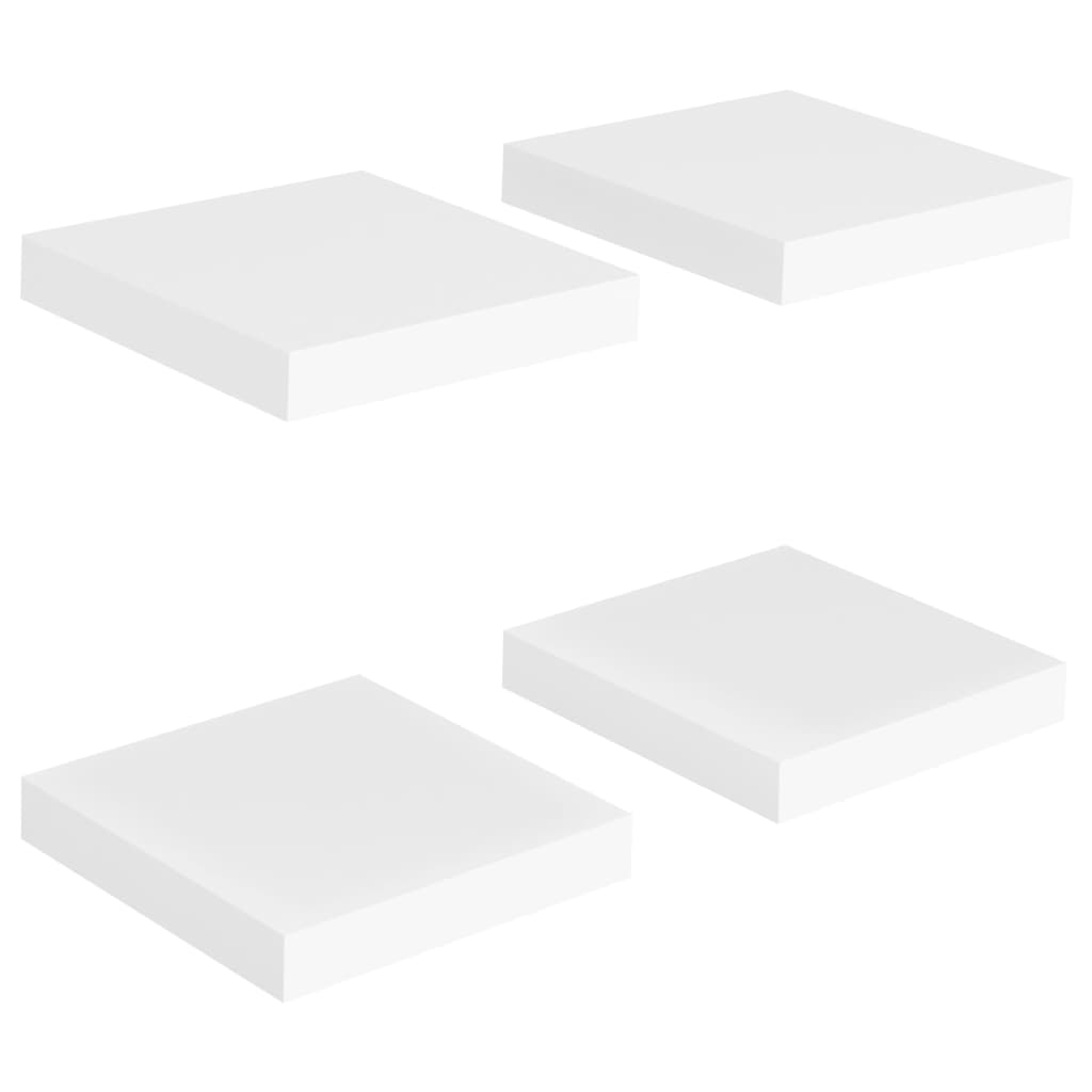 vidaXL Floating Wall Shelves 4 pcs White 9.1"x9.3"x1.5" MDF