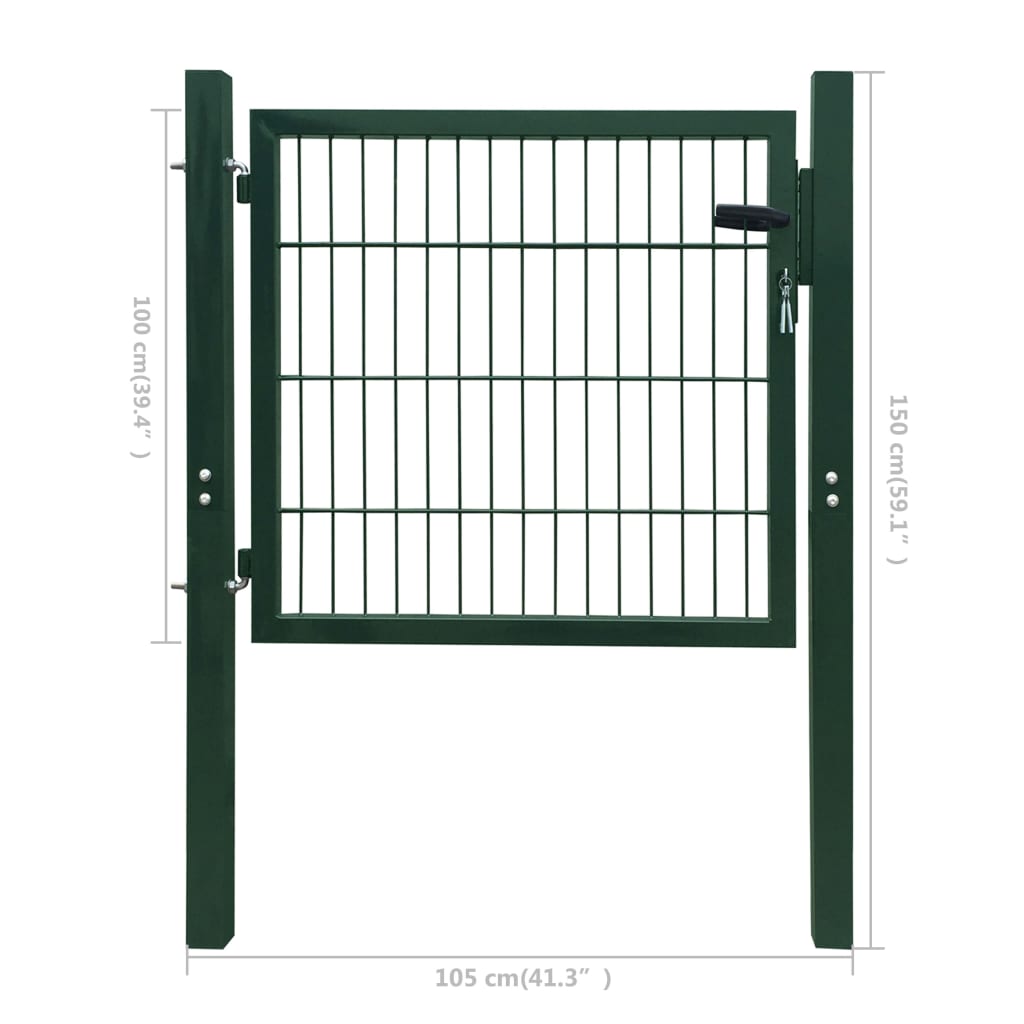 vidaXL Fence Gate Steel Green 41.3"x59.1"