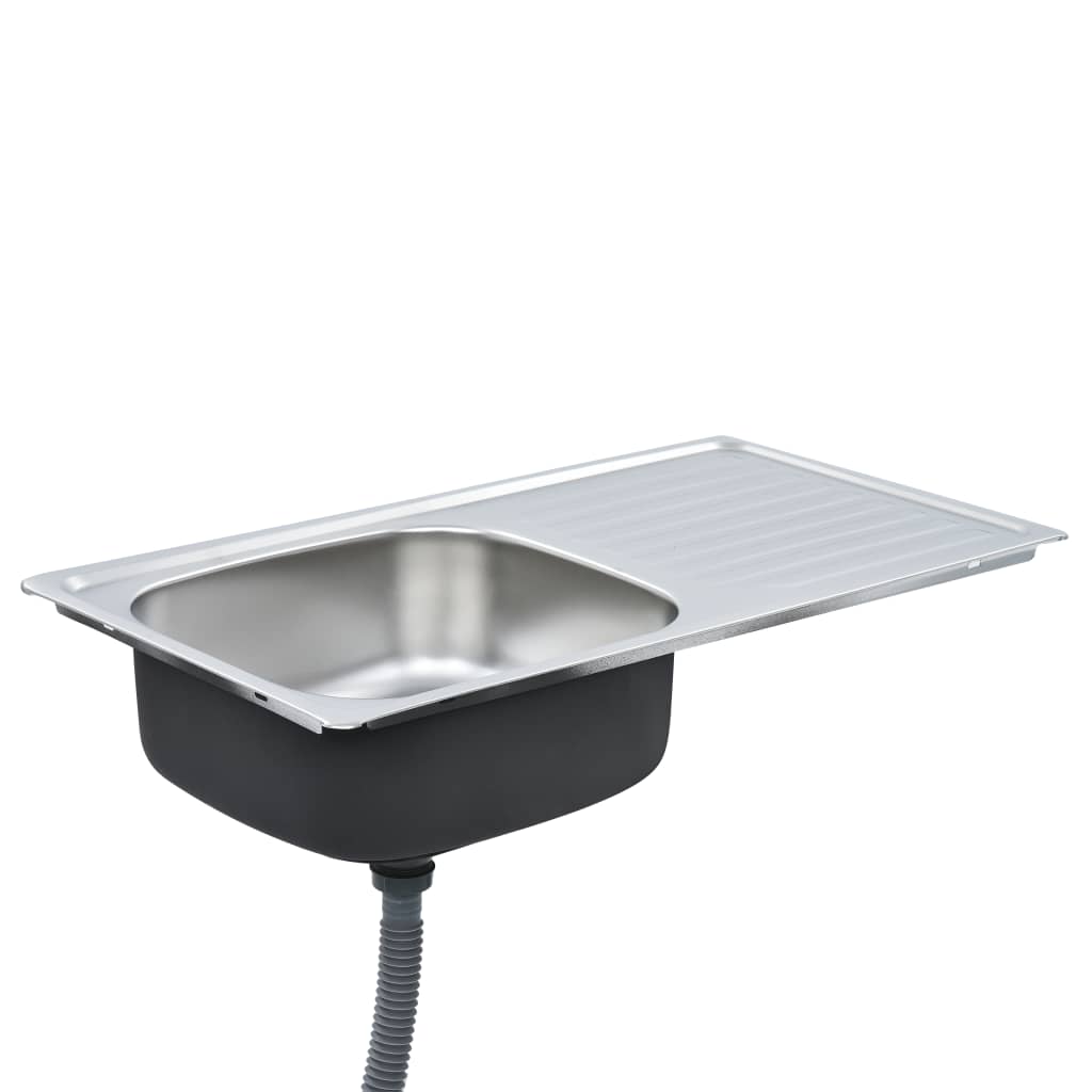 vidaXL Kitchen Sink with Strainer and Trap Stainless Steel