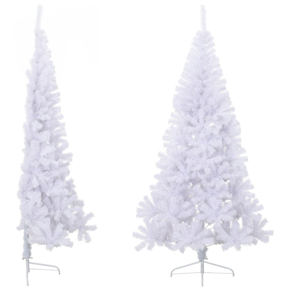 vidaXL Artificial Half Christmas Tree with Stand White 6 ft PVC