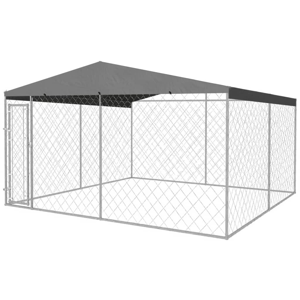 vidaXL Outdoor Dog Kennel with Roof 13'x13'x7.9'