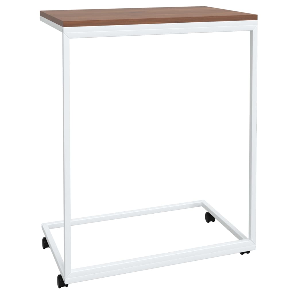 vidaXL Side Table with Wheels White 21.7"x13.8"x27.6" Engineered Wood