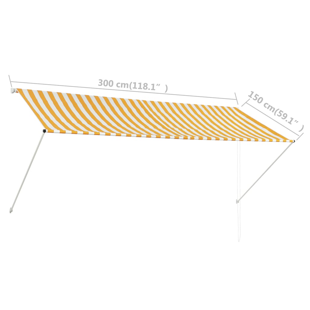 vidaXL Retractable Awning 118.1"x59.1" Yellow and White