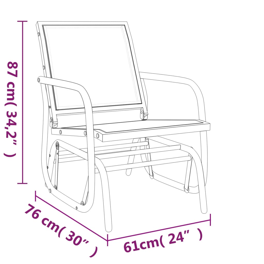 vidaXL 3 Piece Garden Glider Lounge Set Black Textilene and Steel