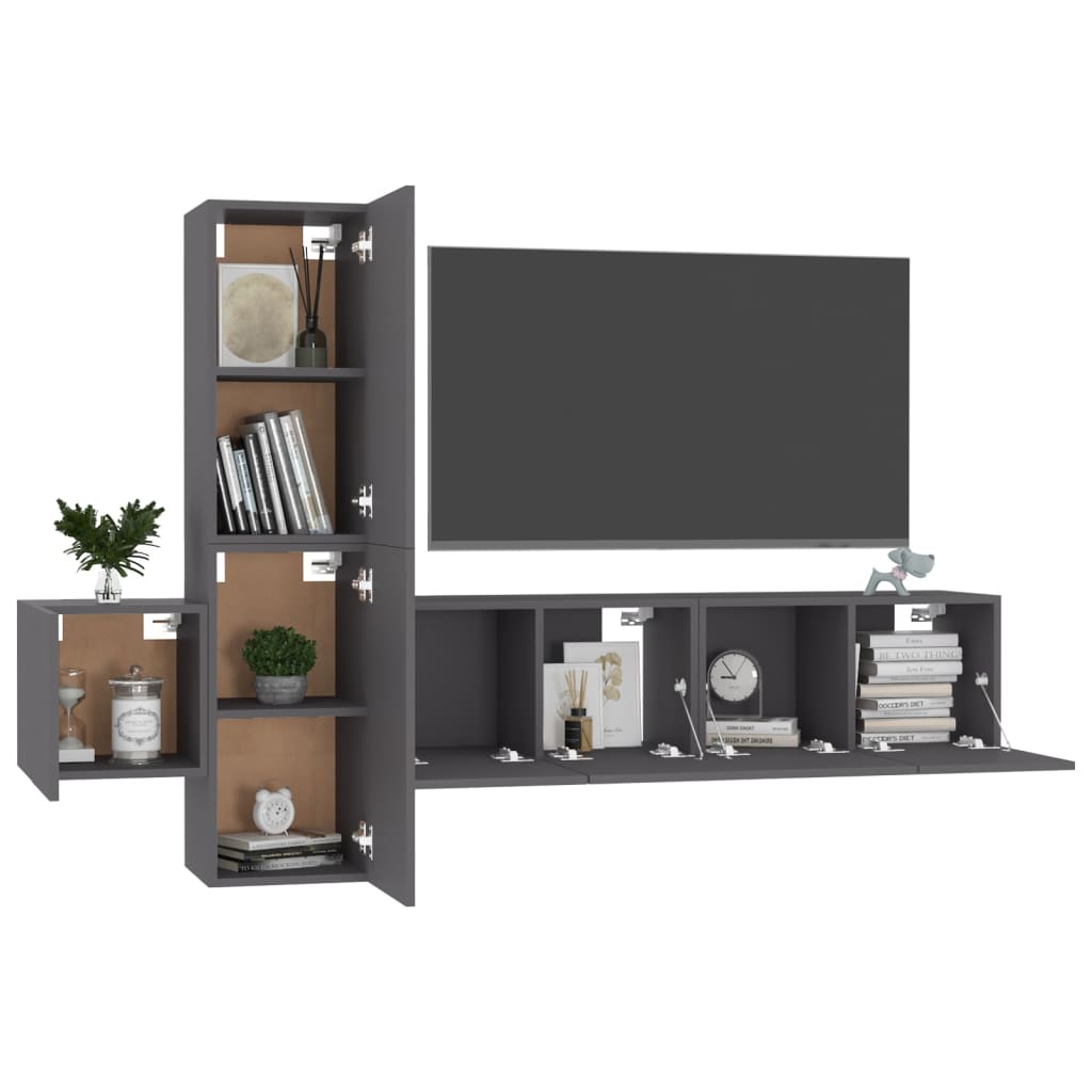 vidaXL 5 Piece TV Stand Set Gray Engineered Wood