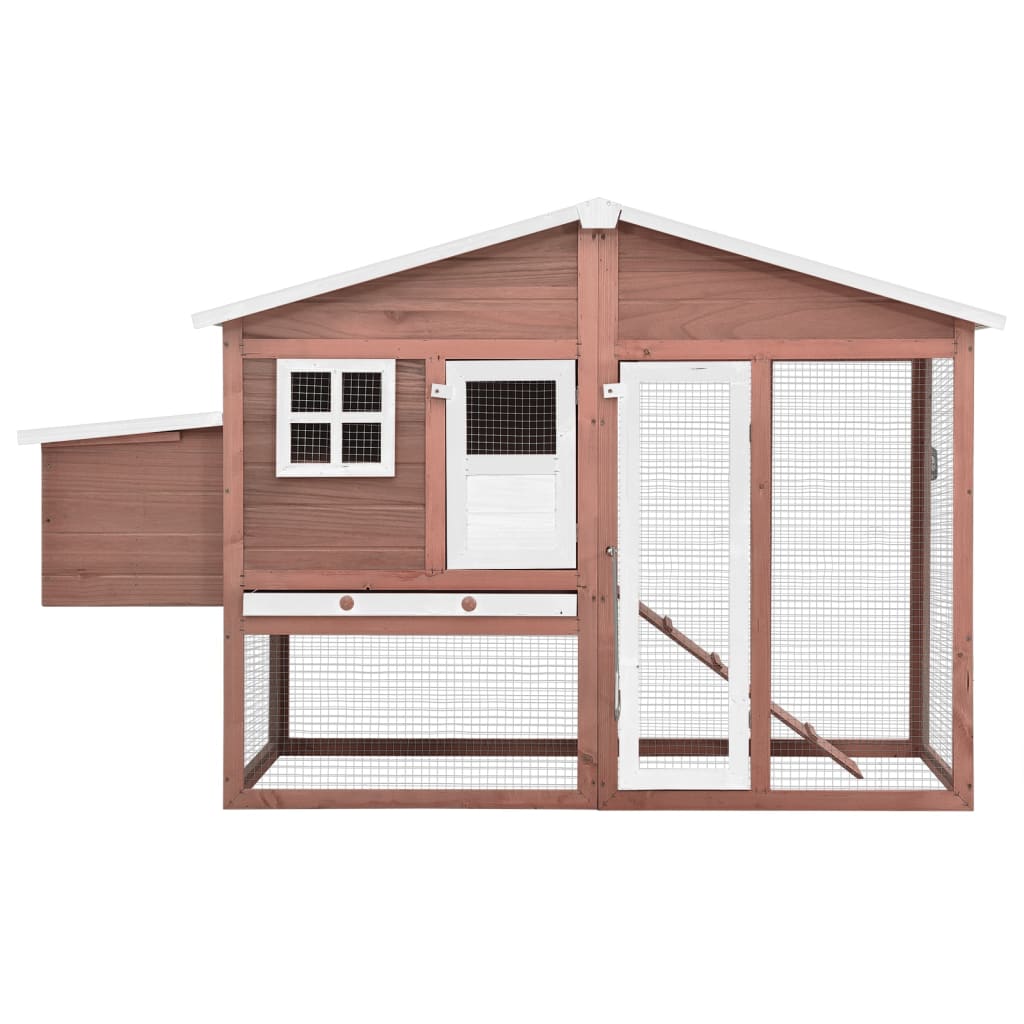 vidaXL Chicken Coop with Nest Box Mocha and White Solid Fir Wood