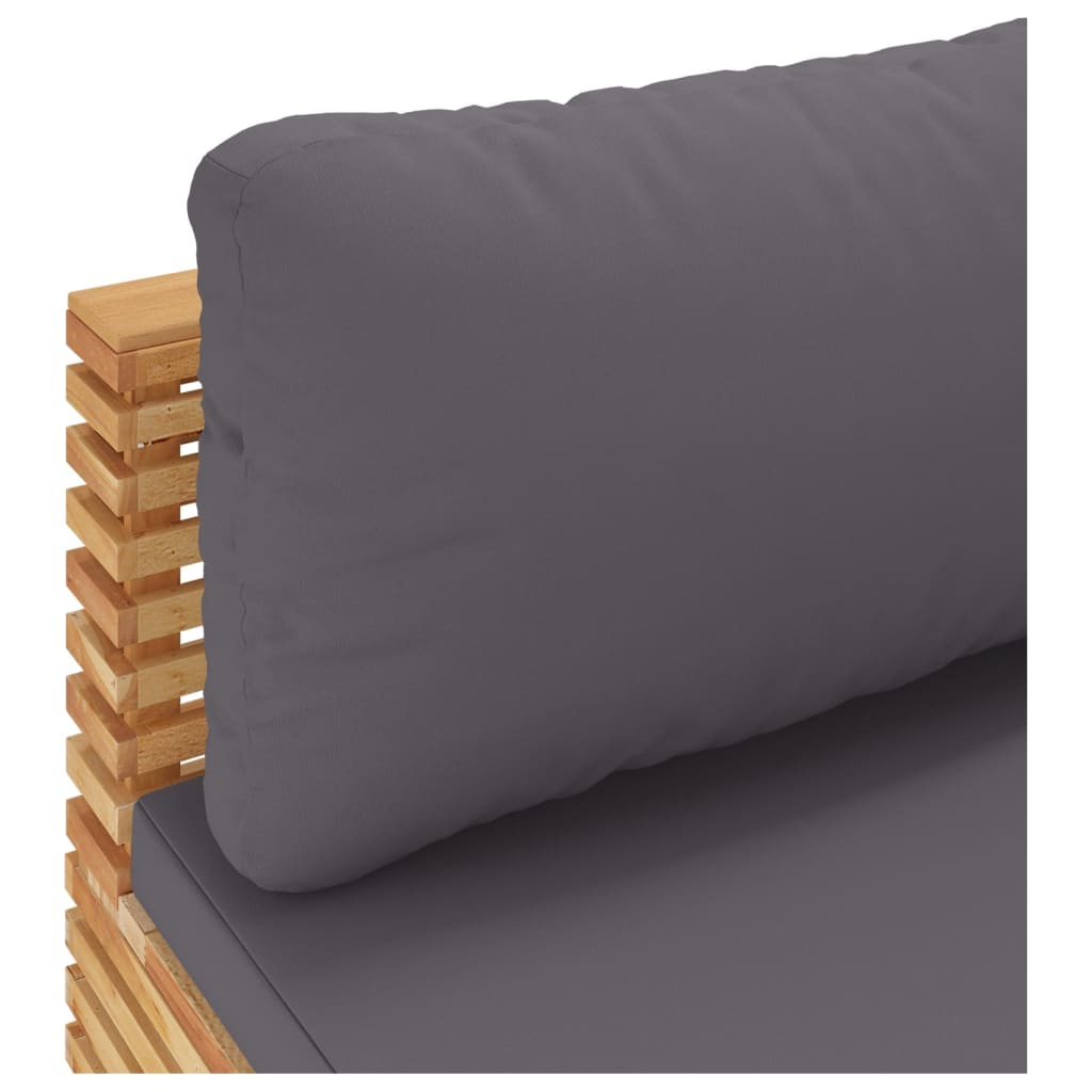 vidaXL Patio Middle Sofa with Dark Gray Cushions Solid Wood Teak