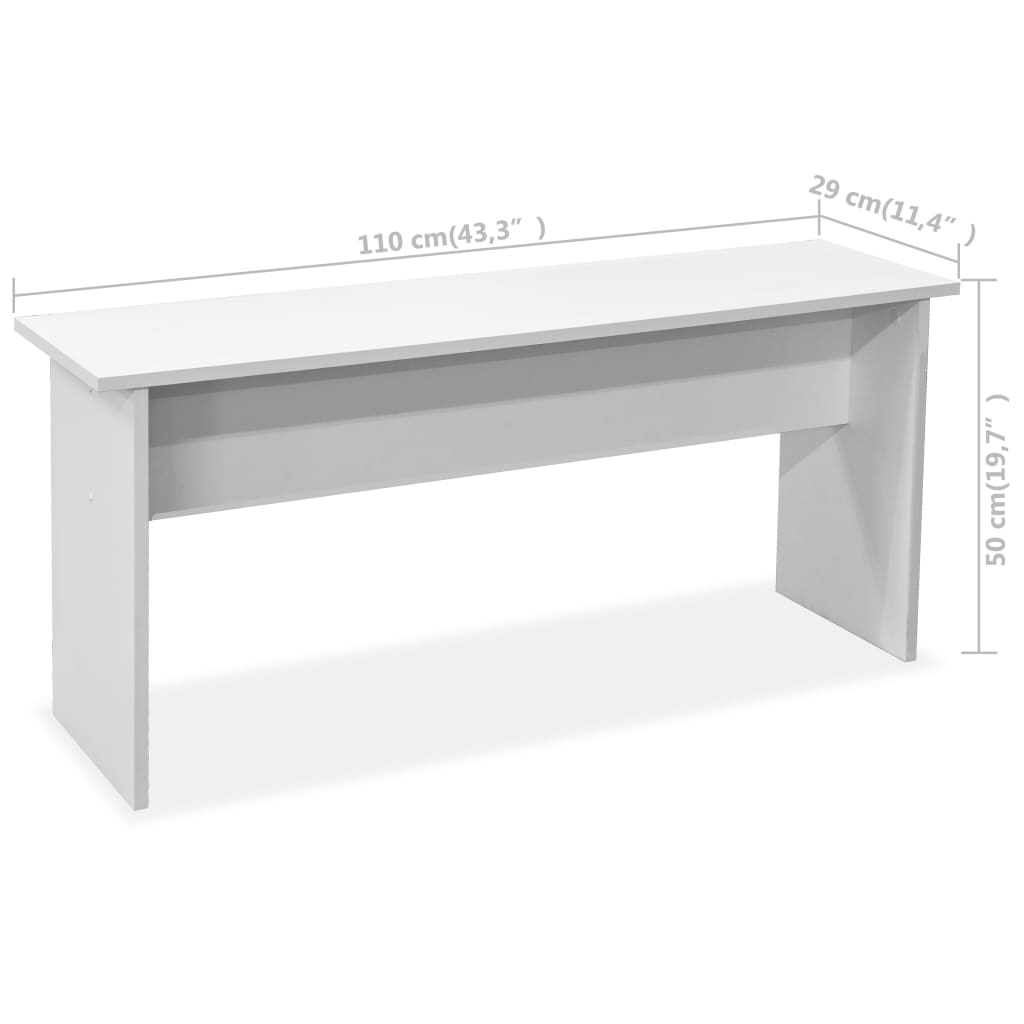 vidaXL Dining Table and Benches 3 Pieces Engineered Wood White