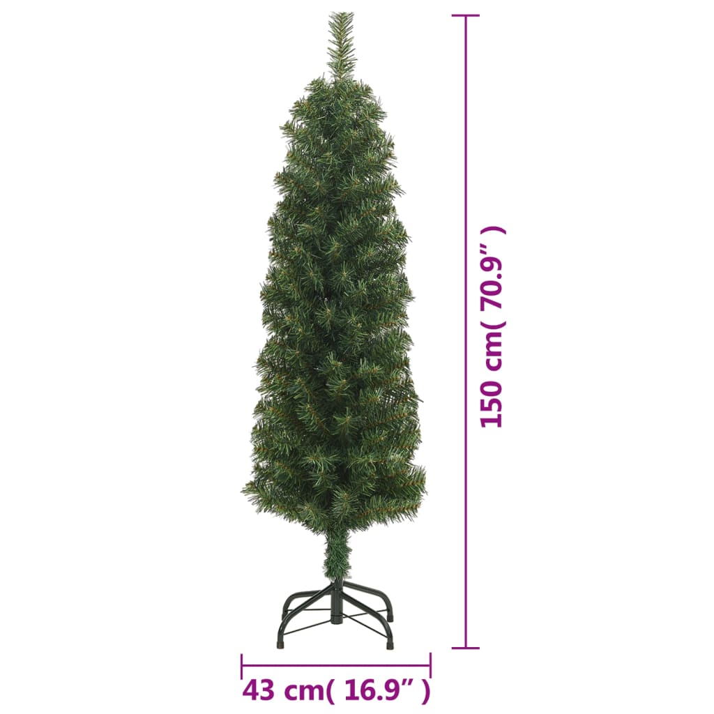 vidaXL Slim Artificial Christmas Tree with Stand Green 4 ft PVC