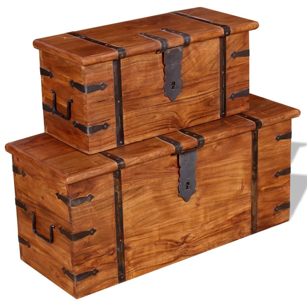 vidaXL Two Piece Storage Chest Set Solid Wood