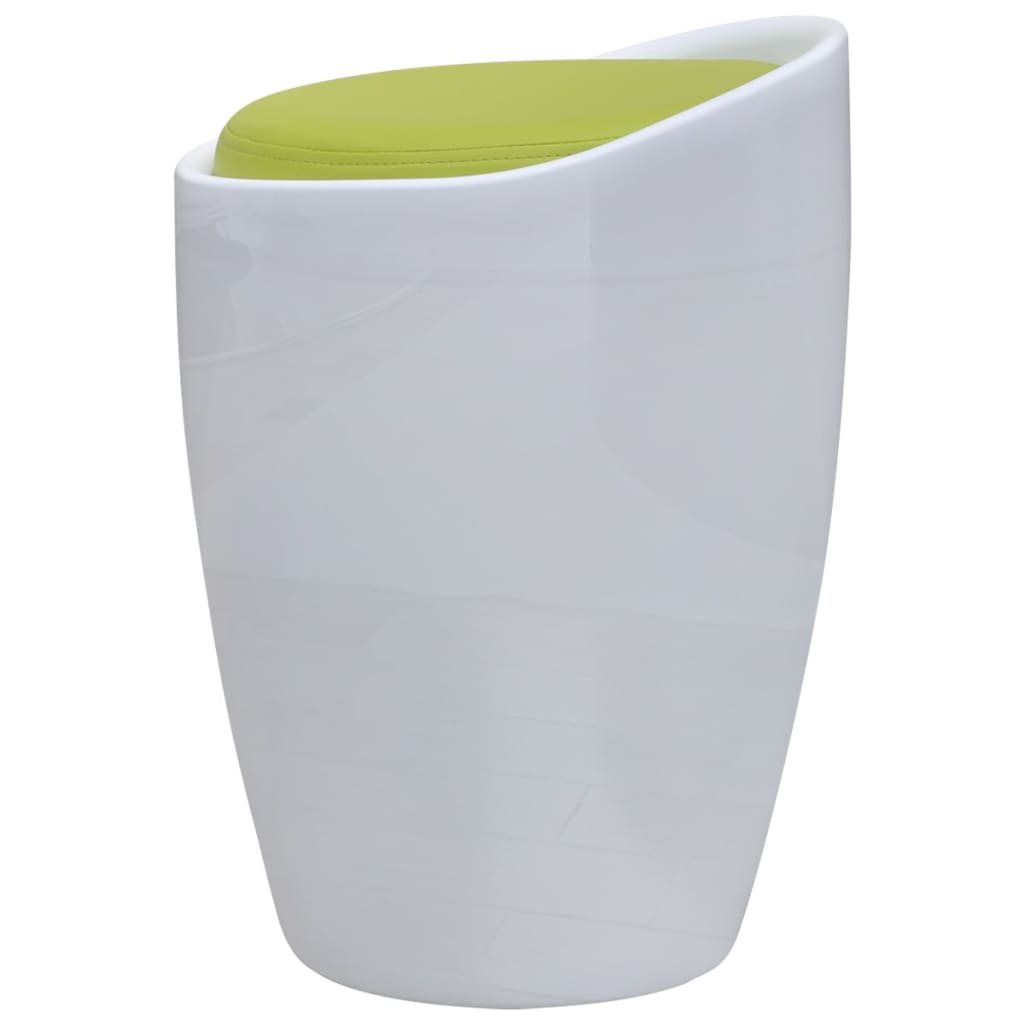 vidaXL Stool White and Green Faux Leather