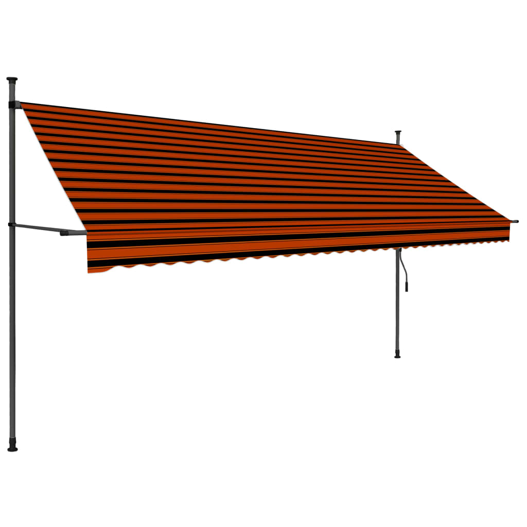 vidaXL Manual Retractable Awning with LED 137.8" Orange and Brown