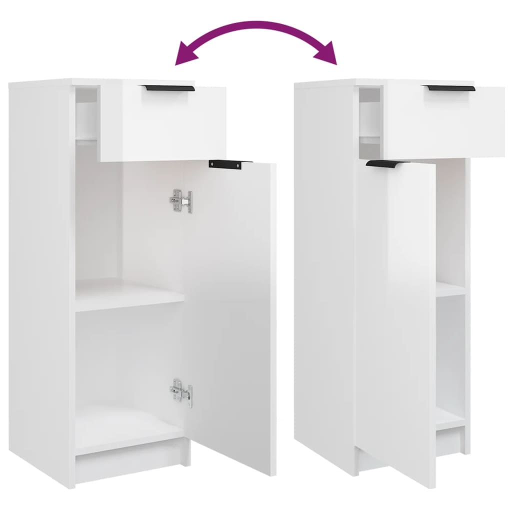 vidaXL Bathroom Cabinet High Gloss White 12.6"x13.4"x35.4" Engineered Wood