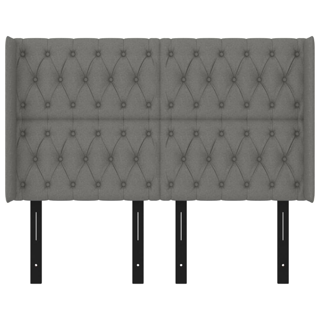 vidaXL Headboard with Ears Dark Gray 57.9"x6.3"x46.5"/50.4" Fabric