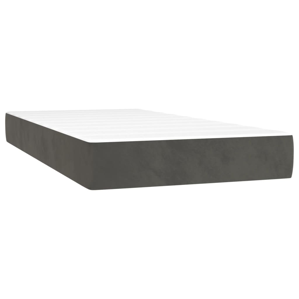 vidaXL Box Spring Bed with Mattress Dark Gray 39.4"x74.8" Twin Velvet