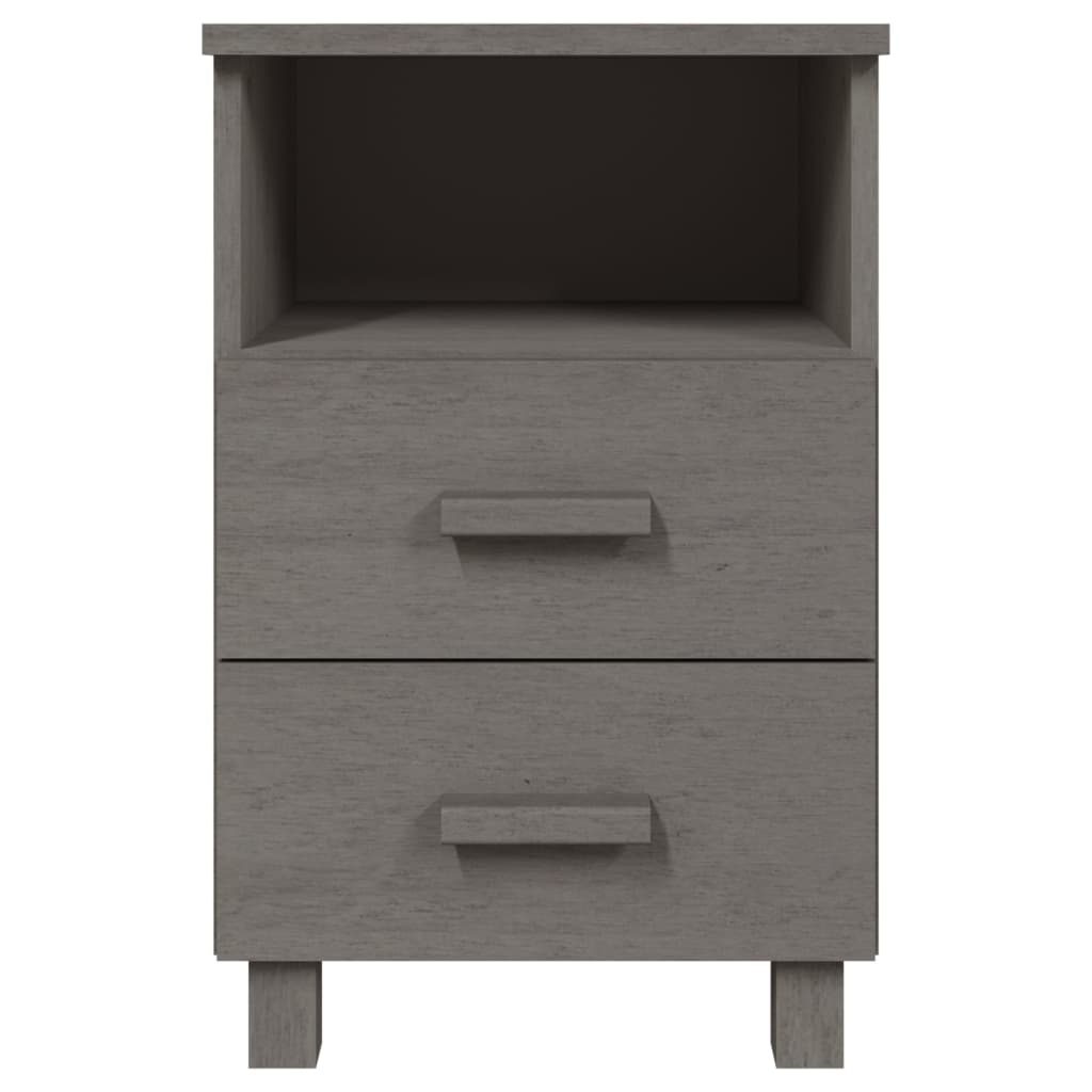 vidaXL Bedside Cabinet HAMAR Light Gray 15.7"x13.8"x24.4" Solid Wood Pine