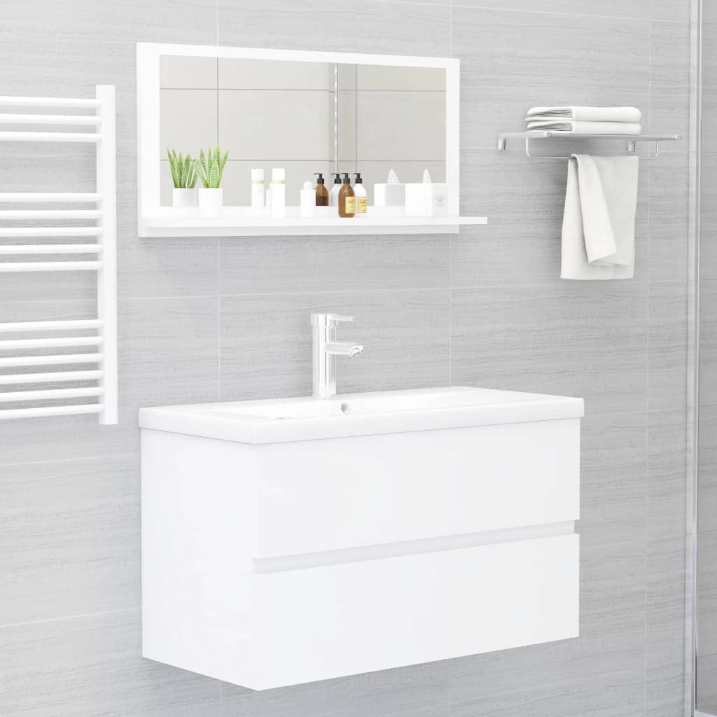 vidaXL Bathroom Mirror White 31.5"x4.1"x14.6" Chipboard