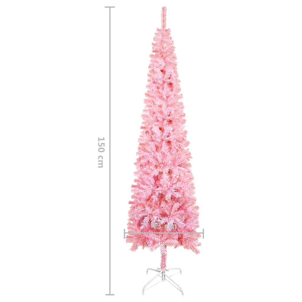vidaXL Slim Pre-lit Christmas Tree with Ball Set Pink 59.1"