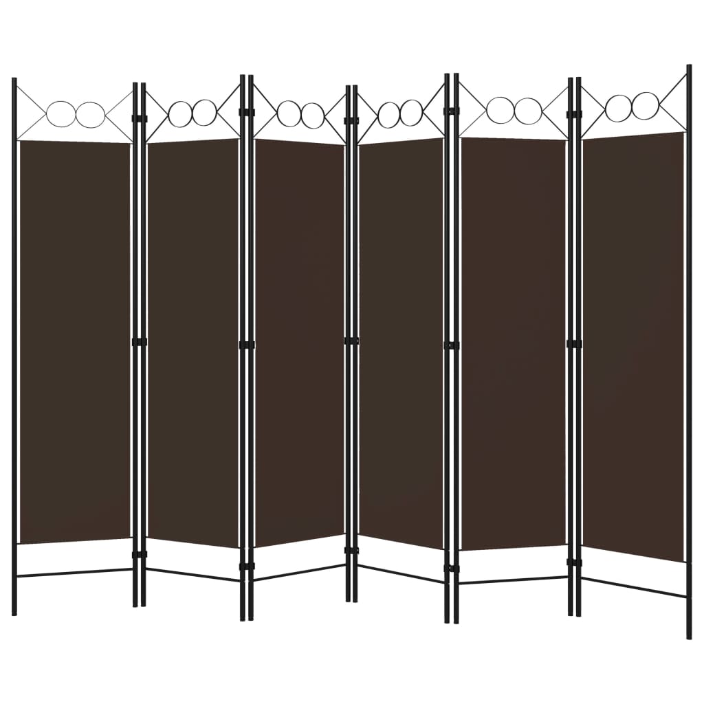 vidaXL 6-Panel Room Divider Brown 94.5"x70.9"