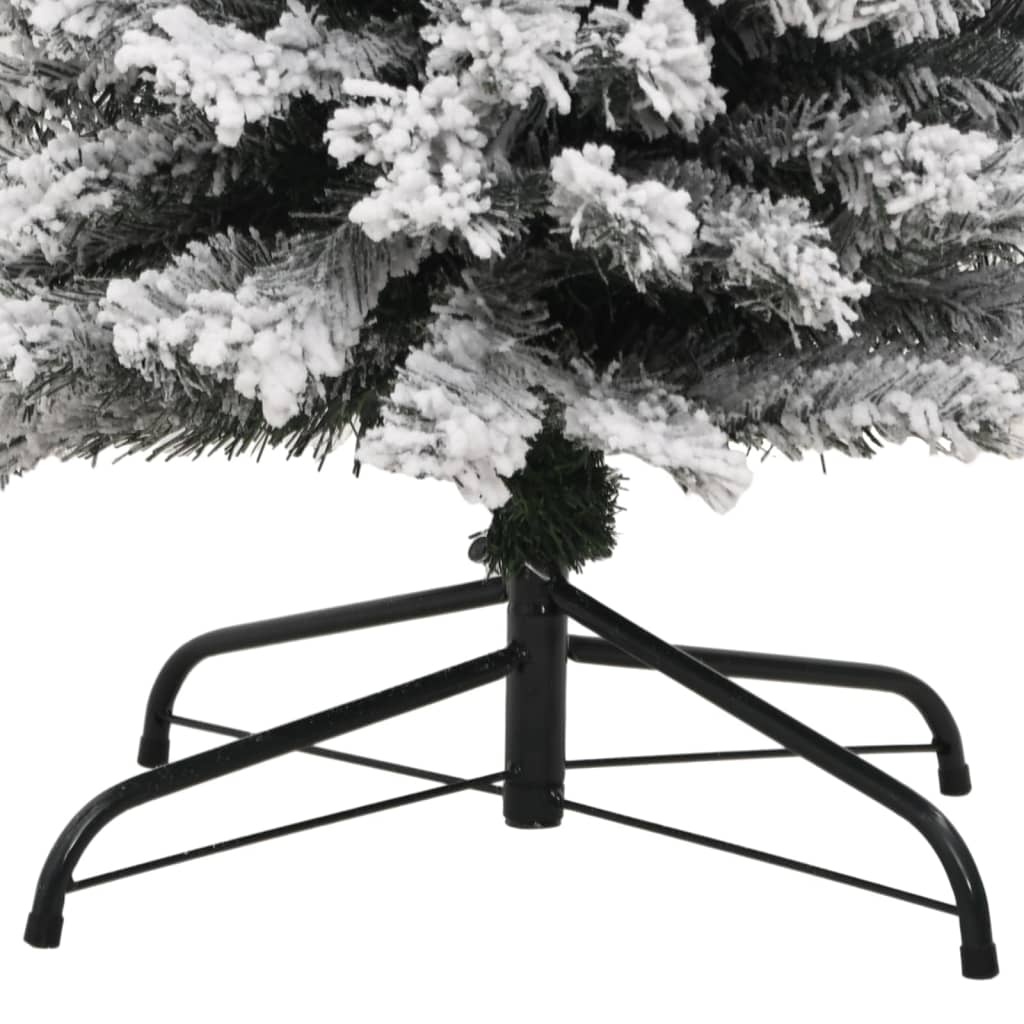 vidaXL Slim Artificial Christmas Tree with Flocked Snow Green 82.7" PVC