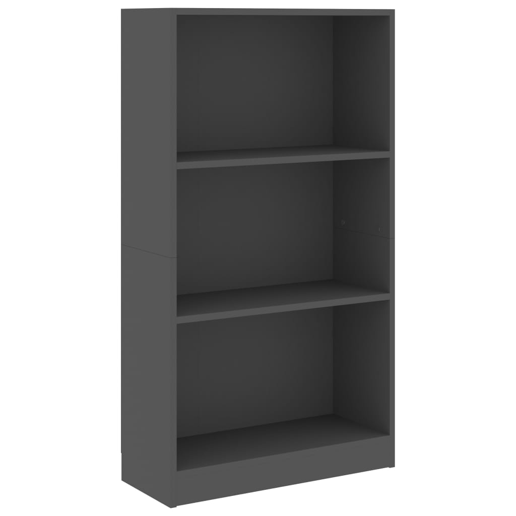 vidaXL 3-Tier Book Cabinet Gray 23.6"x9.4"x42.9" Engineered Wood