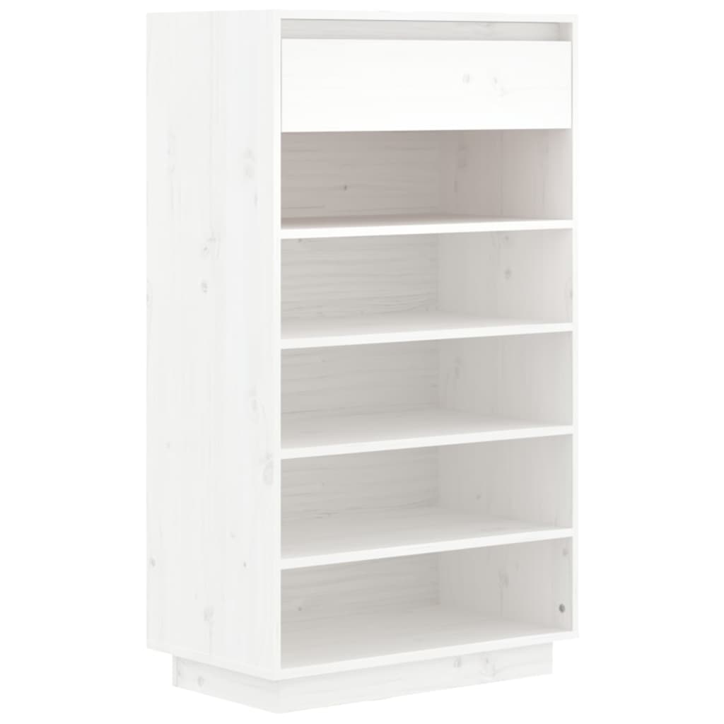vidaXL Shoe Cabinet White 23.6"x13.4"x41.3" Solid Wood Pine