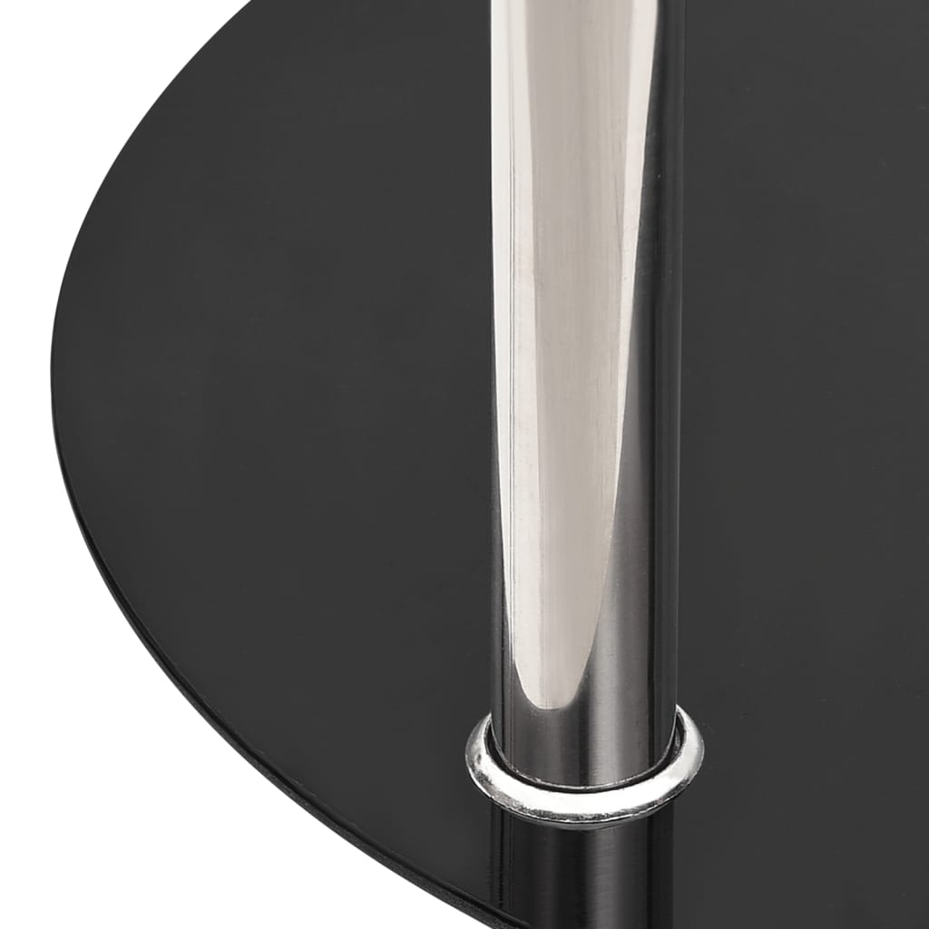 vidaXL 2-Tier Side Table Transparent & Black 15" Tempered Glass