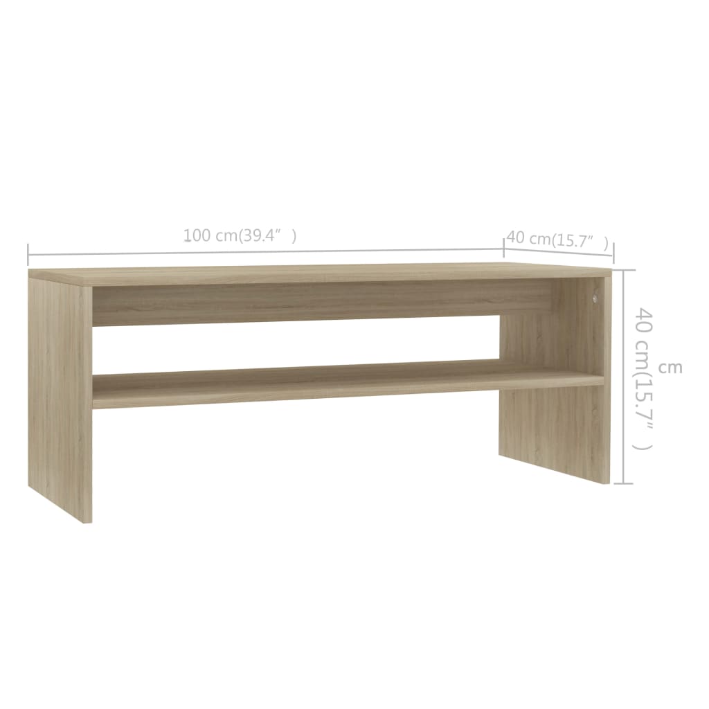 vidaXL Coffee Table Sonoma Oak 39.4"x15.7"x15.7" Engineered Wood