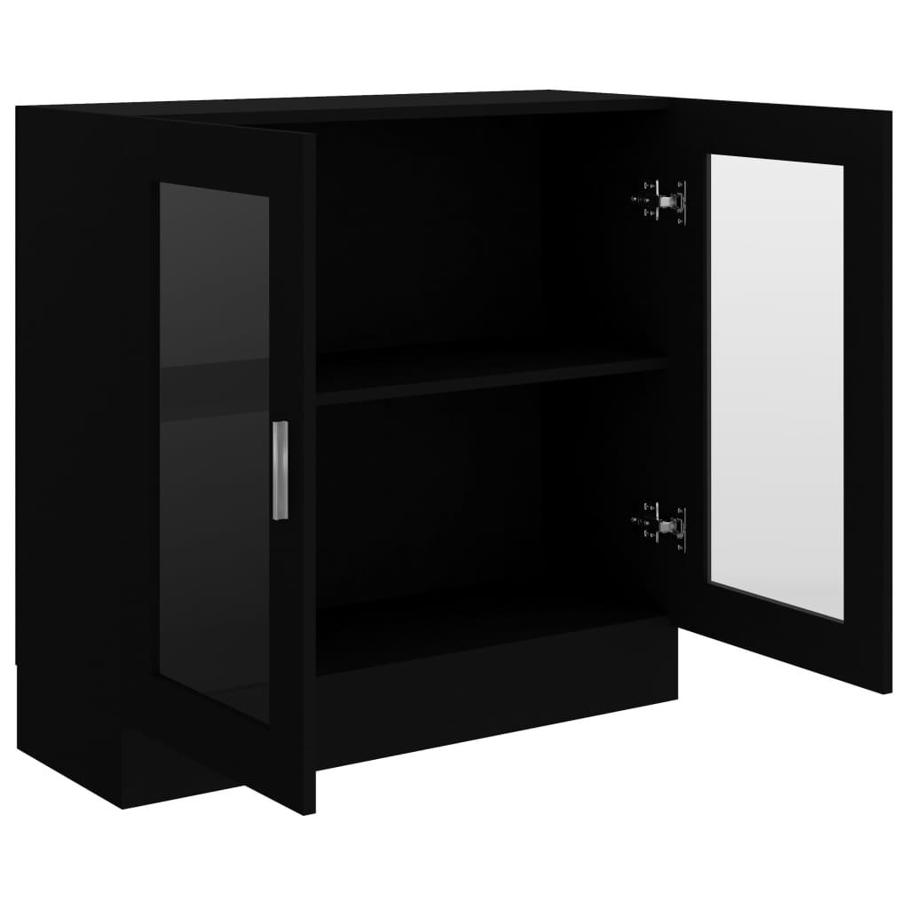 vidaXL Vitrine Cabinet Black 32.5"x12"x31.5" Engineered Wood