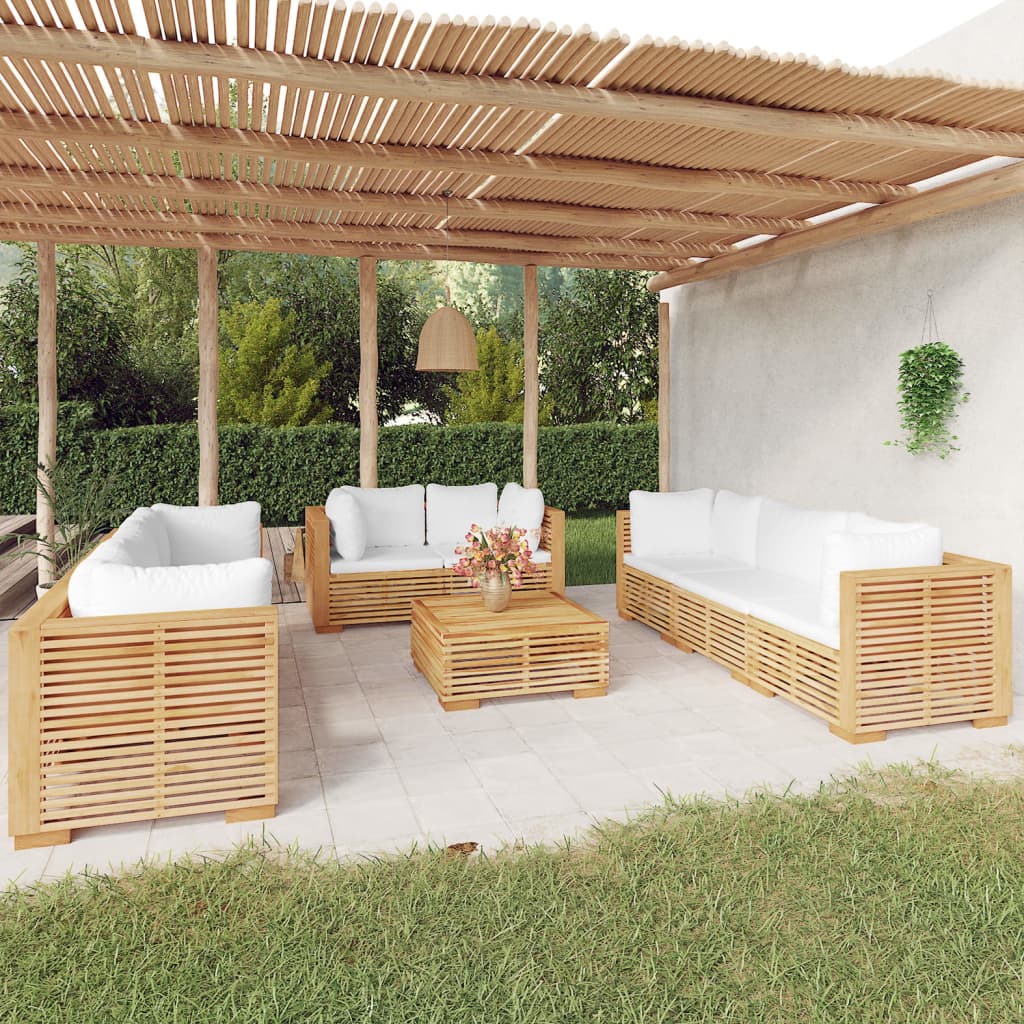 vidaXL 9 Piece Patio Lounge Set with Cushions Solid Wood Teak