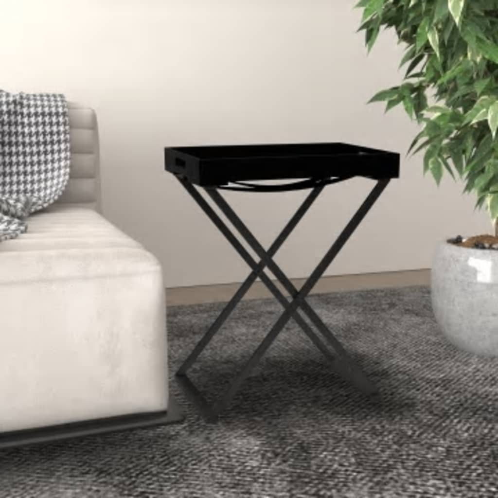 vidaXL Folding Table Black 18.9"x13.4"x24" MDF