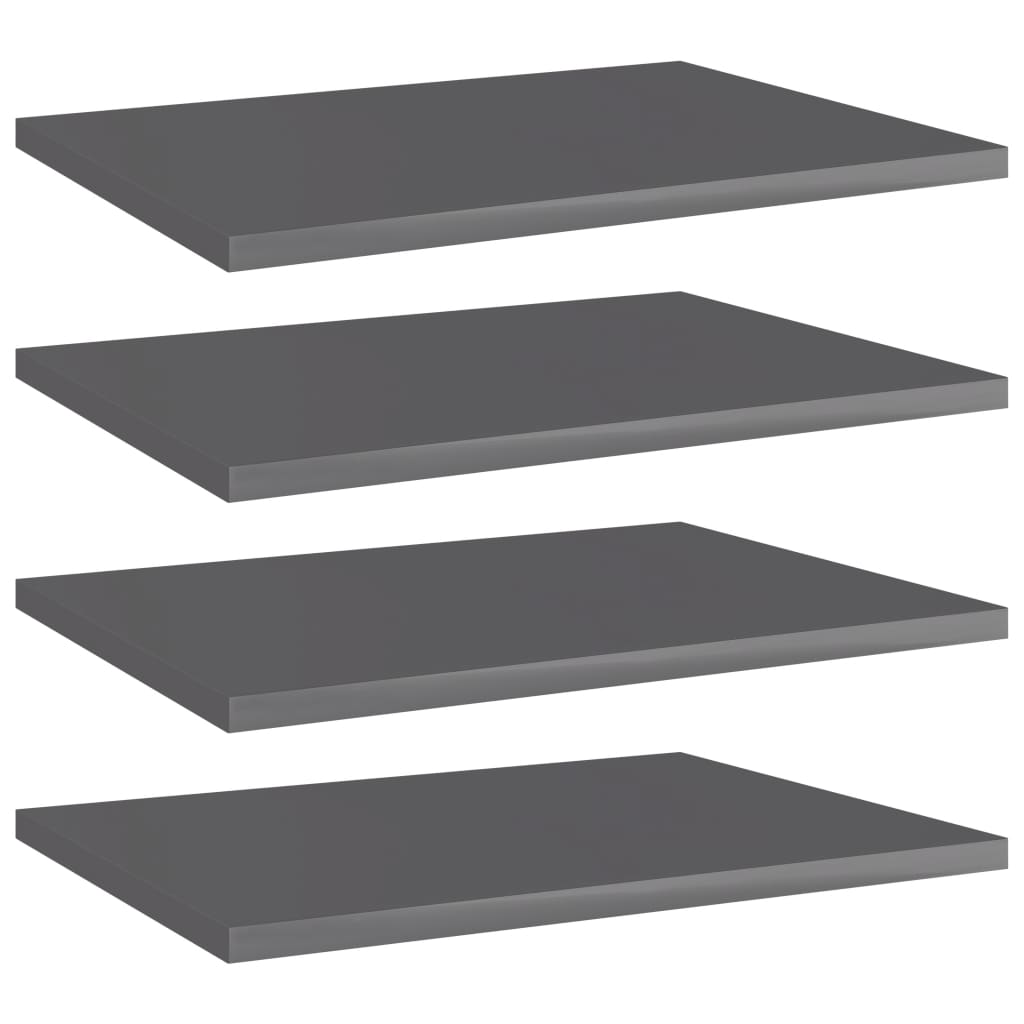 vidaXL Bookshelf Boards 4 pcs High Gloss Gray 15.7"x11.8"x0.6" Chipboard