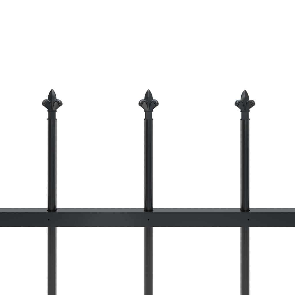 vidaXL Garden Fence with Spear Top Steel 468.5"x47.2" Black