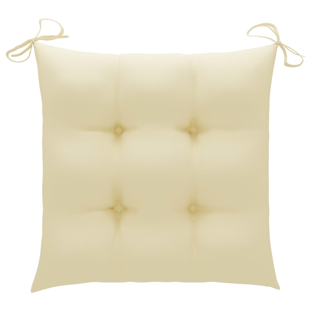 vidaXL Patio Chairs with Cream White Cushions 3 pcs Solid Teak Wood