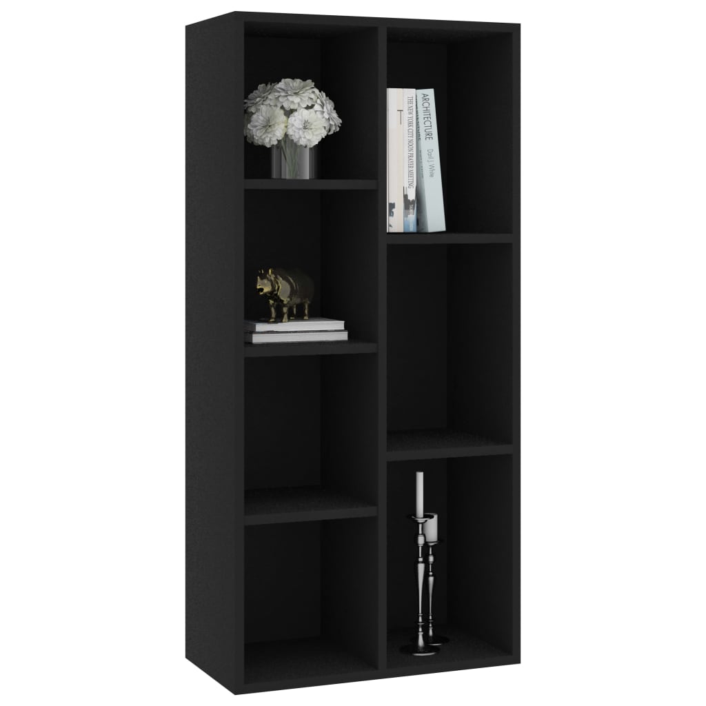 vidaXL Book Cabinet Black 19.7"x9.8"x41.7" Engineered Wood