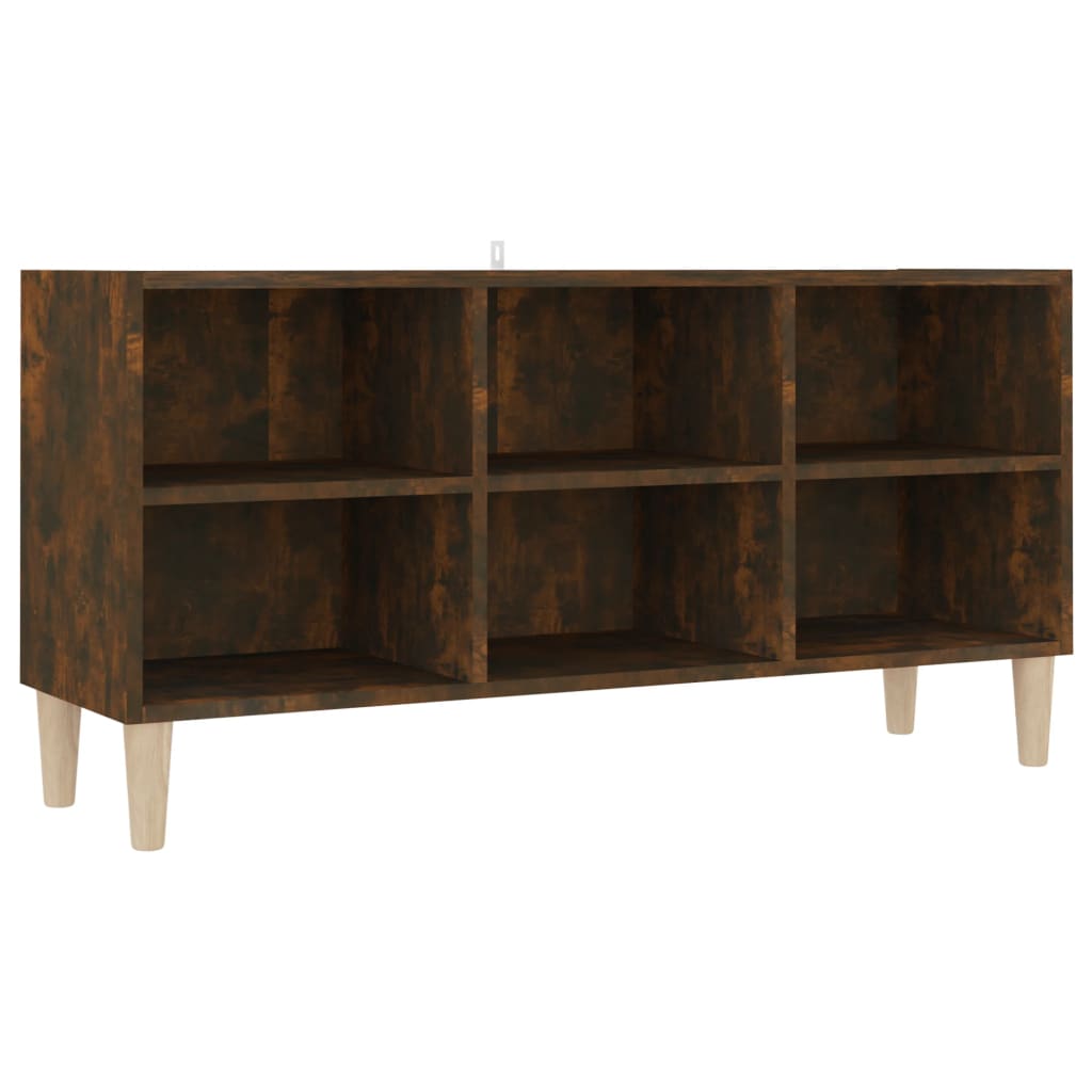 vidaXL TV Stand with Solid Wood Legs Smoked Oak 40.7"x11.8"x19.7"