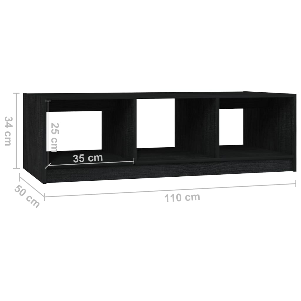 vidaXL Coffee Table Black 43.3"x19.7"x13.4" Solid Pinewood