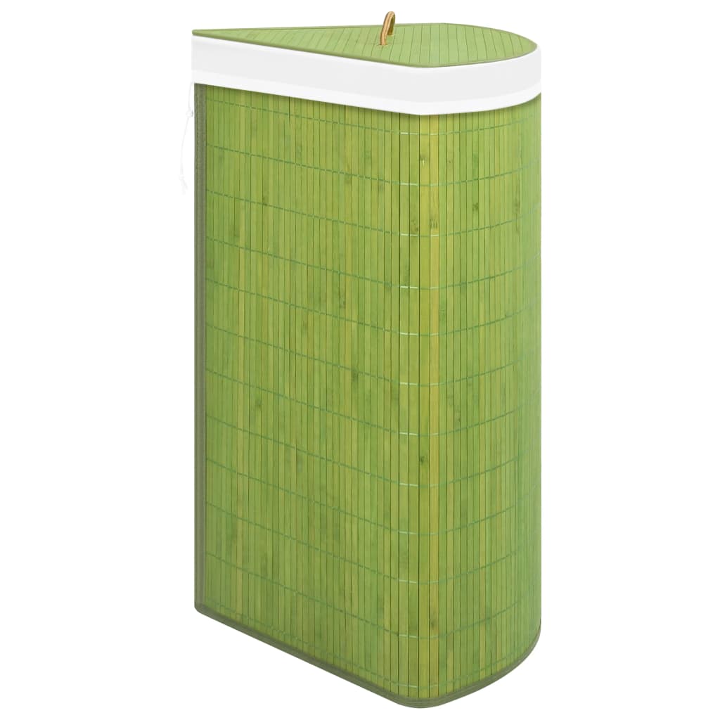 vidaXL Bamboo Corner Laundry Basket Green 15.9 gal