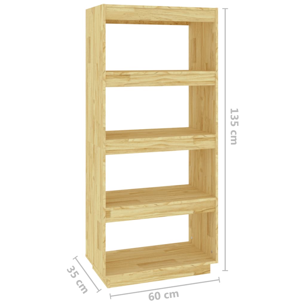 vidaXL Book Cabinet/Room Divider 23.6"x13.8"x53.1" Solid Wood Pine