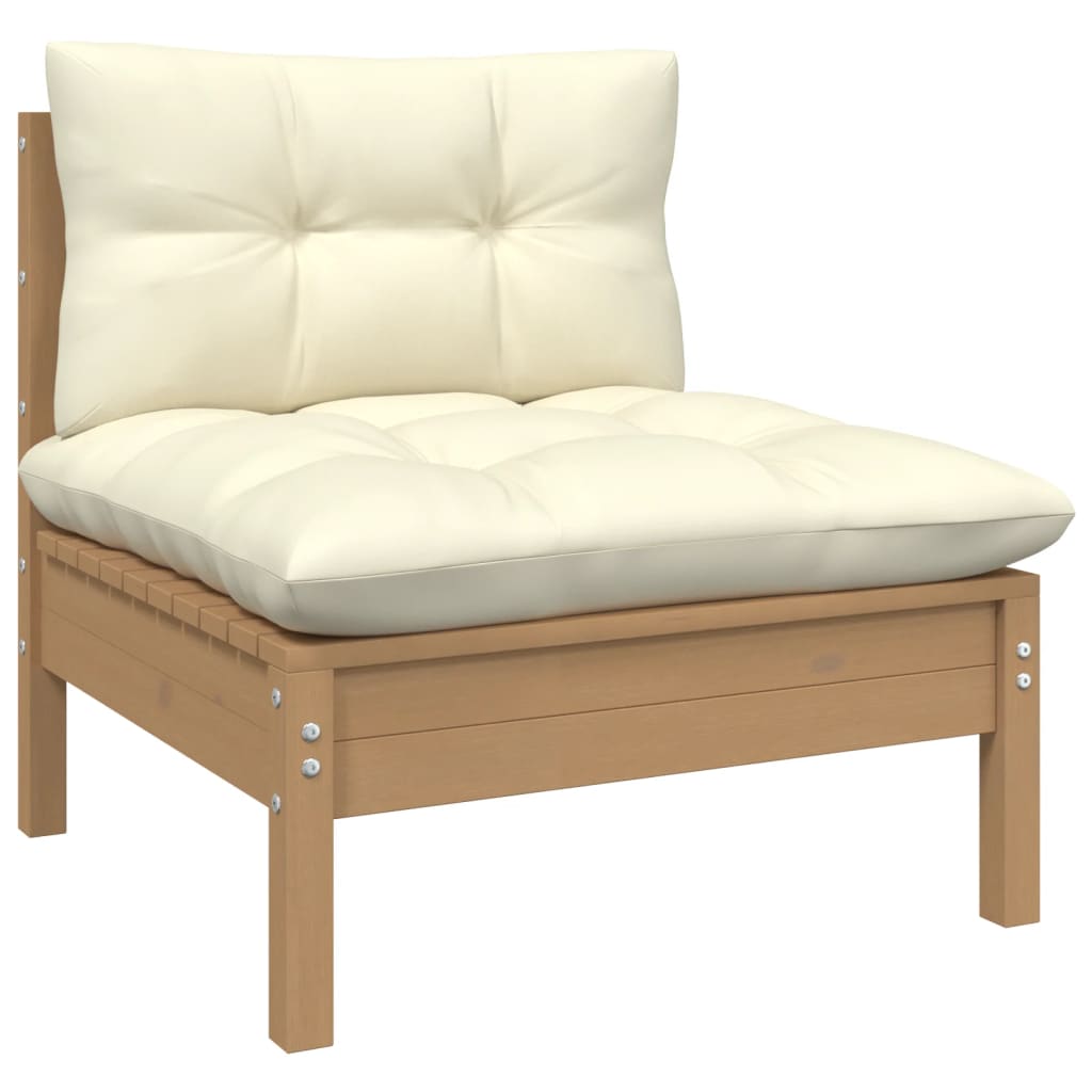 vidaXL 7 Piece Patio Lounge Set with Cushions Honey Brown Pinewood