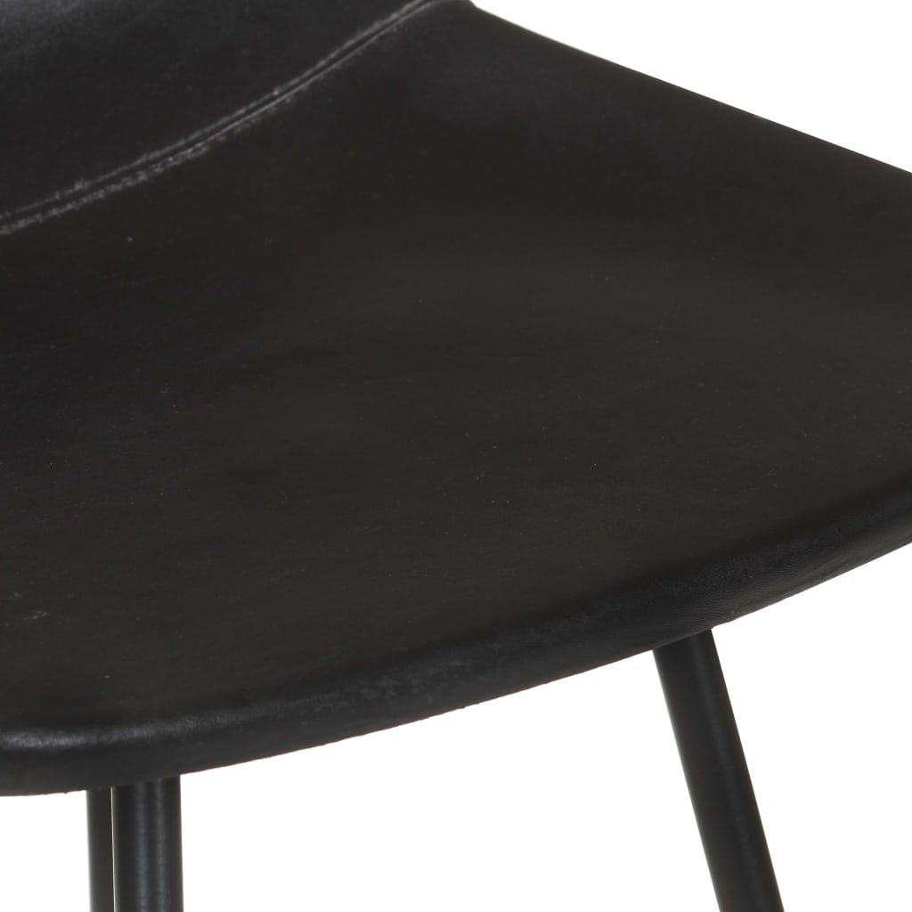 vidaXL Bar Stools 4 pcs Black Real Leather