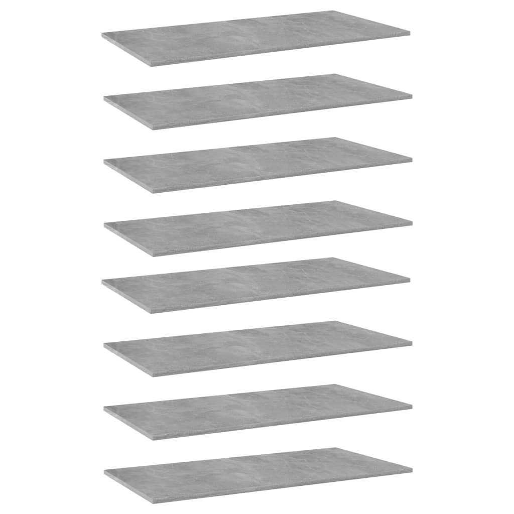 vidaXL Bookshelf Boards 8 pcs Concrete Gray 31.5"x11.8"x0.6" Chipboard