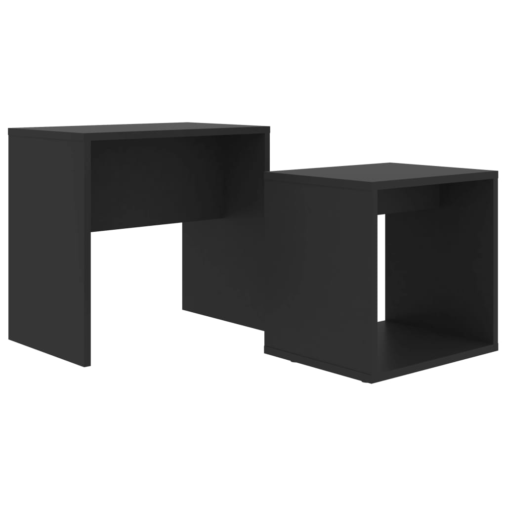 vidaXL Coffee Table Set Black 18.9"x11.8"x17.7" Chipboard