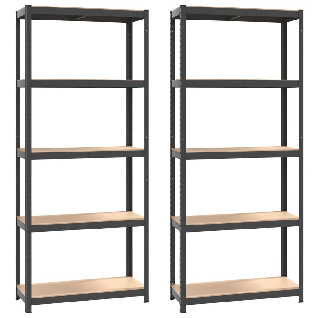 vidaXL 5-Layer Shelves 2 pcs Anthracite Steel&Engineered Wood