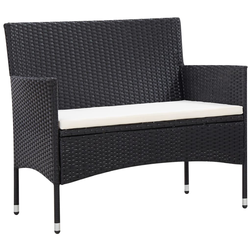 vidaXL 5 Piece Patio Lounge Set With Cushions Poly Rattan Black