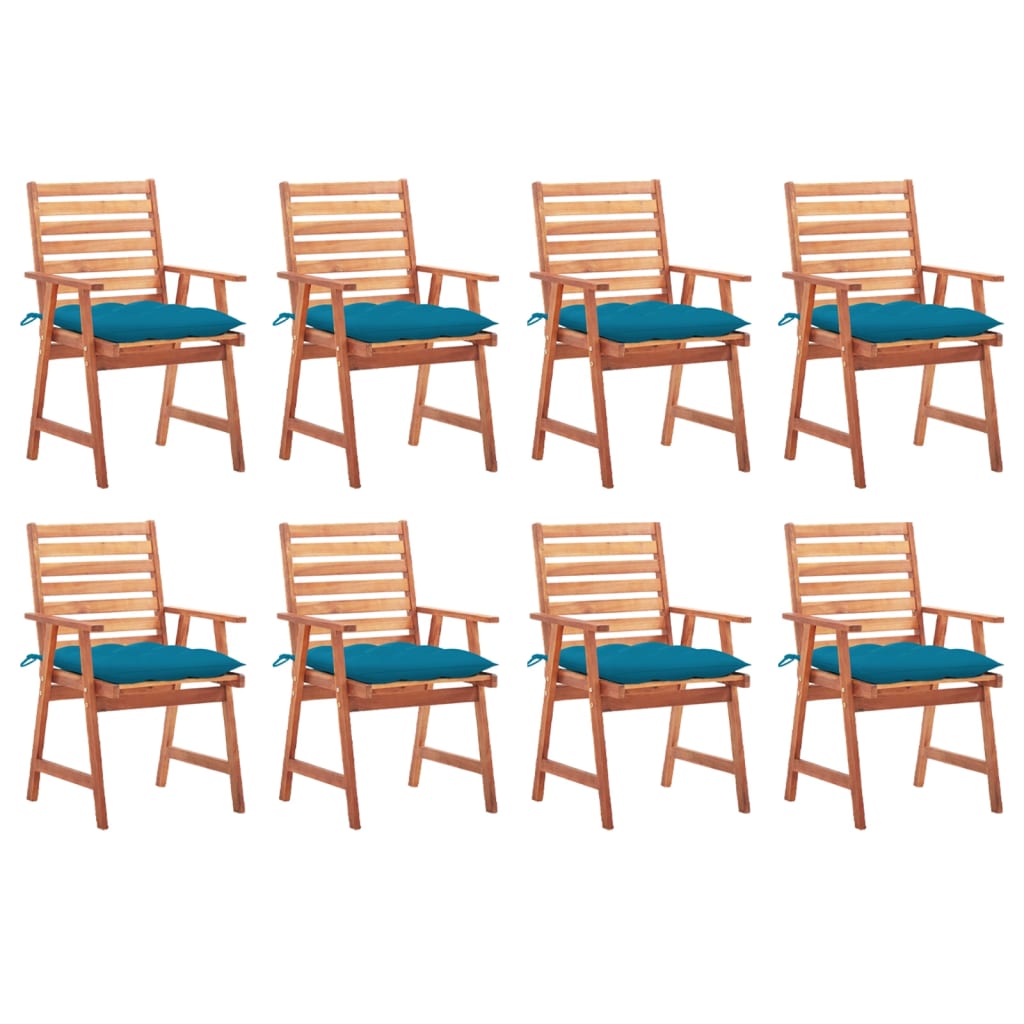 vidaXL Patio Dining Chairs 8 pcs with Cushions Solid Acacia Wood