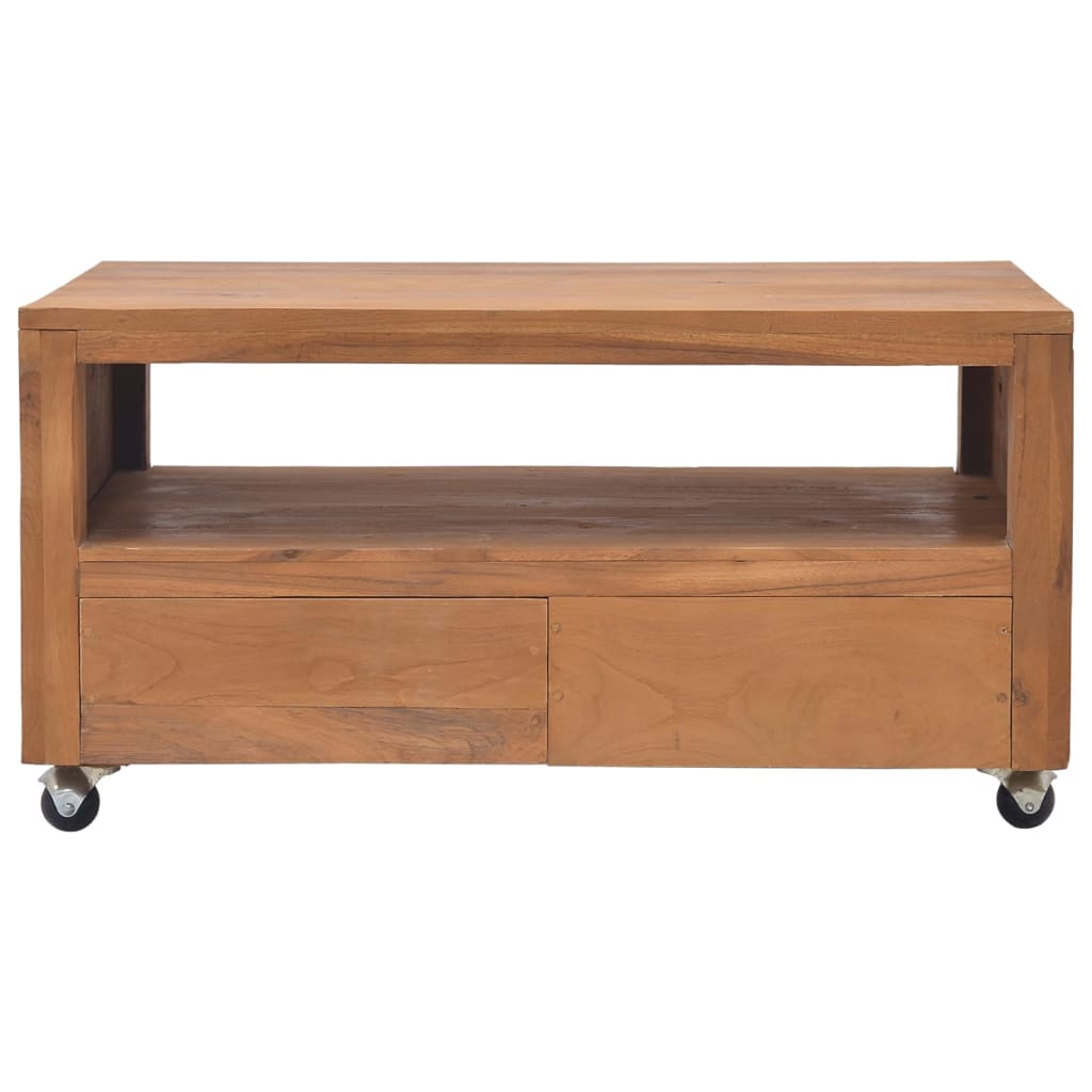 vidaXL TV Stand with Wheels 31.5"x19.7"x16.5" Solid Wood Teak